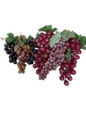 Lot of 6 Vintage Artificial Faux Rubber Prop Grapes Fruit Bowl Bunches 6 Bundles